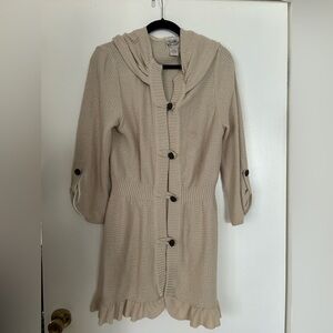 Tan Cardigan Sweater with Lightweight Knit